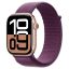 Imagem de Apple Watch Series 10 GPS + Cellular Alumínio Rosa-dourado | Bracelete Loop Desportiva Ameixa (46mm)