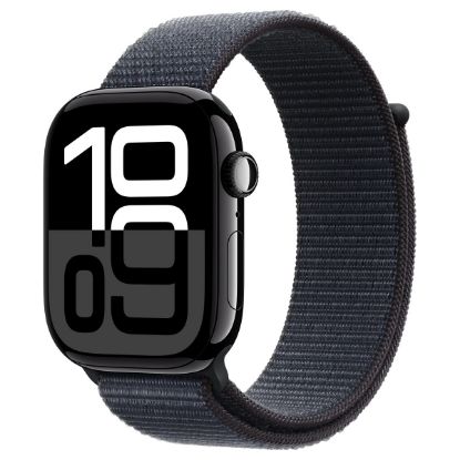 Imagem de Apple Watch Series 10 GPS + Cellular Alumínio Preto | Bracelete Loop Desportiva Tinto (46mm)