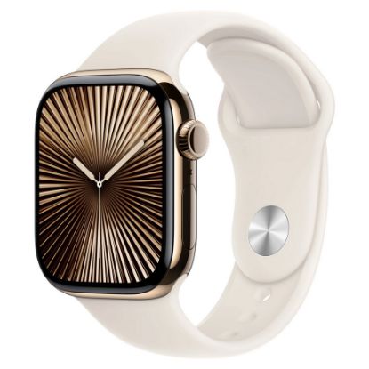 Imagem de Apple Watch Series 10 GPS + Cellular Titânio Dourado | Bracelete Desportiva Luz das Estrelas - M/...