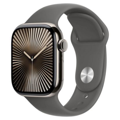 Imagem de Apple Watch Series 10 GPS + Cellular Titânio Natural | Bracelete Desportiva Cinzento Rocha - S/M ...