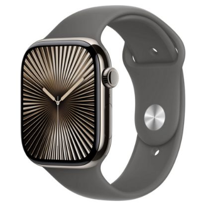 Imagem de Apple Watch Series 10 GPS + Cellular Titânio Natural | Bracelete Desportiva Cinzento Rocha - M/L ...