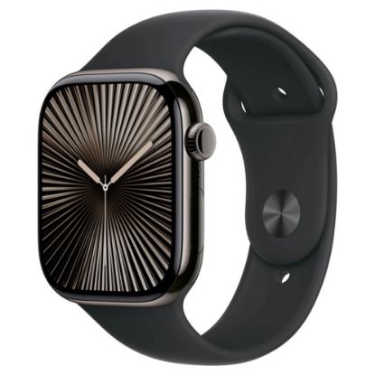 Imagem de Apple Watch Series 10 GPS + Cellular Titânio Ardósia | Bracelete Desportiva Preta - S/M (46mm)