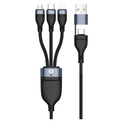 Imagem de Cabo USB2.0 Type-C p/ Lightning/Type-C/MicroUSB 100W Conceptronic Preto - 1.5Mtr