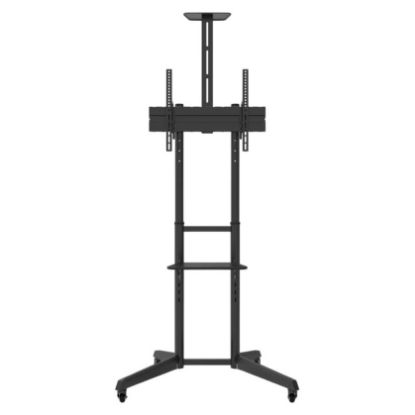 Imagem de Suporte Chão Móvel p/ Ecrã 32"/70" Napofix VWA1105B c/ Prateleira Preto