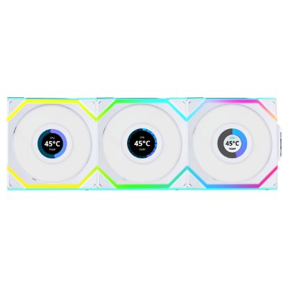 Imagem de Ventoinha 120mm Lian Li UNI SL LCD Wireless RGB Reverse PWM Branca (Pack 3)