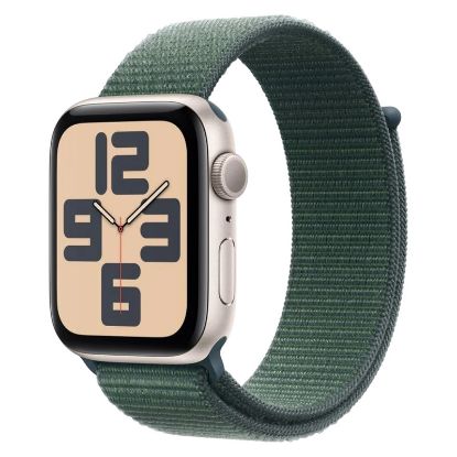 Imagem de Apple Watch SE (2024) GPS Alumínio Luz das Estrelas | Bracelete Loop Verde (44mm)