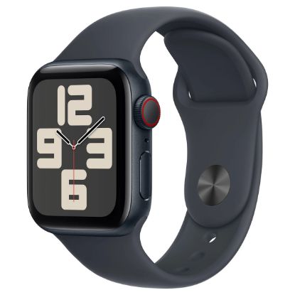 Imagem de Apple Watch SE (2024) GPS Alumínio Meia-Noite | Bracelete Sport Meia-Noite - M/L (44mm)