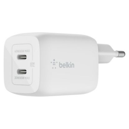 Imagem de Carregador de Tomada Belkin BoostCharge Pro 2xType-C GaN 65W Branco
