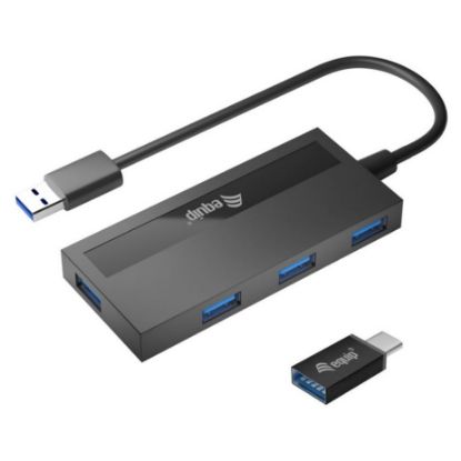 Imagem de Hub Type-C 4 Portas USB3.2 Equip c/ Adaptador Type-C Preto