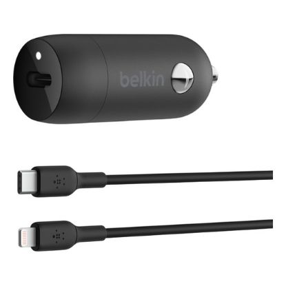 Imagem de Carregador de Isqueiro Belkin USB Type-C 30W c/ Cabo USB Type-C p/ Lightning Preto
