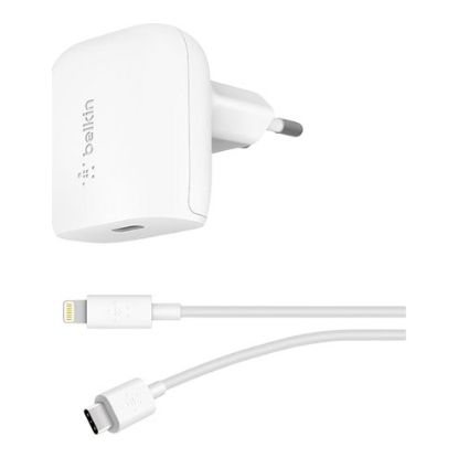 Imagem de Carregador de Tomada Belkin Type-C 30W Branco c/ Cabo Lightning