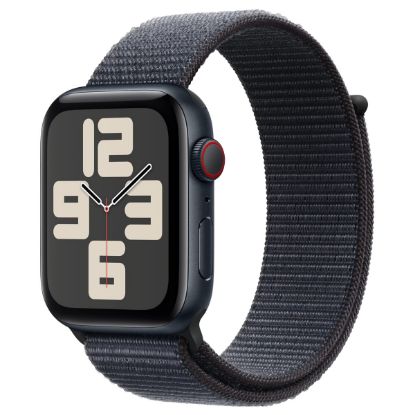 Imagem de Apple Watch SE (2ª Geração) GPS + Cellular Alumínio Meia-Noite | Bracelete Sport Loop Tinto (44mm)