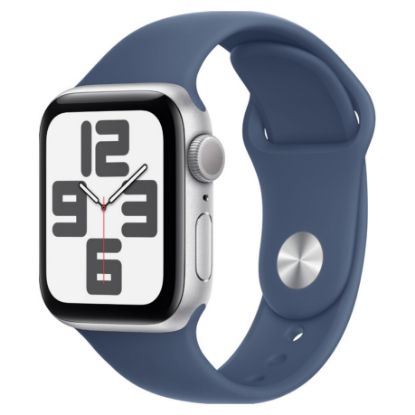 Imagem de Apple Watch SE (2ª Geração) GPS Alumínio Prateado | Bracelete Sport Azul Denim S/M (44mm)
