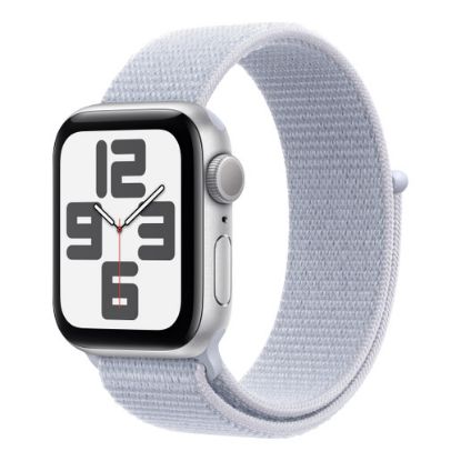 Imagem de Apple Watch SE (2ª Geração) GPS Alumínio Prateado | Bracelete Sport Loop Nuvem Azul (44mm)
