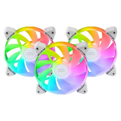 Imagem de Ventoinha 120mm Mars Gaming MF-3AR ARGB Reverse PWM Branco (Pack3)