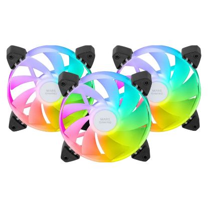 Imagem de Ventoinha 120mm Mars Gaming MF-3AR ARGB Reverse PWM Preta (Pack3)