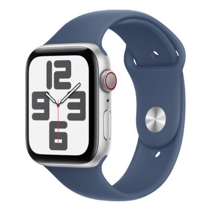 Imagem de Apple Watch SE (2ª Geração) GPS + Cellular Alumínio Prateado | Bracelete Sport Azul Denim S/M (44mm)