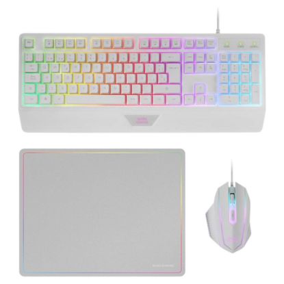 Imagem de Teclado e Rato + Headset + Tapete Mars Gaming Combo MCP124PRO RGB Branco (PT)