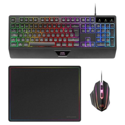Imagem de Teclado e Rato + Headset + Tapete Mars Gaming Combo MCP124PRO RGB Preto (PT)