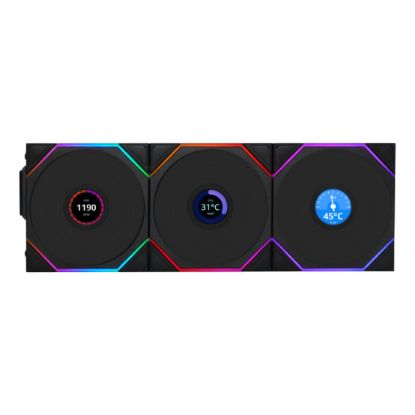 Imagem de Ventoinha 120mm Lian Li UNI TL120 LCD Wireless RGB Reverse PWM Preta (Pack3)