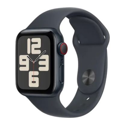 Imagem de Apple Watch SE (2024) GPS + Cellular Alumínio Meia-Noite | Bracelete Sport Meia-Noite - S/M (40mm)