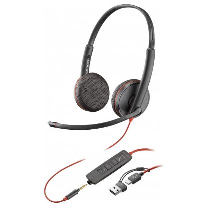 Imagem de Headset Call Center Poly Blackwire 3225 3.5mm/Type-C/USB Preto Bulk