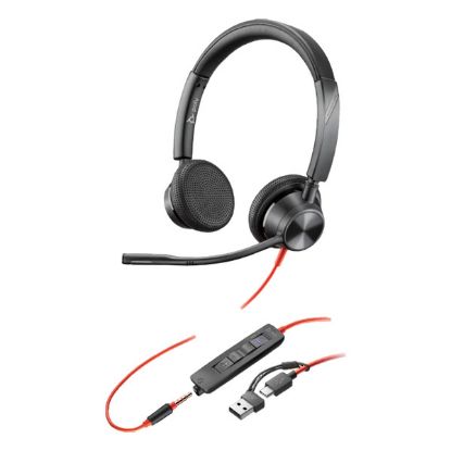 Imagem de Headset Call Center Poly Blackwire 3325 MT 3.5mm/Type-C/USB Preto