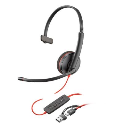Imagem de Headset Call Center Poly Blackwire 3210 Monaural Type-C/USB Preto