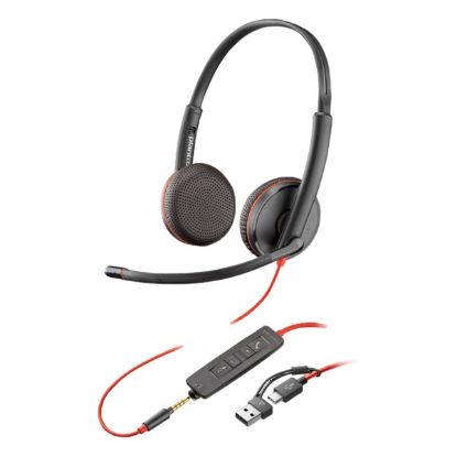 Imagem de Headset Call Center Poly Blackwire 3225 3.5mm/Type-C/USB Preto