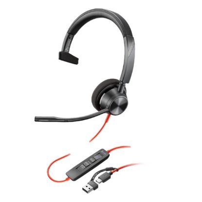 Imagem de Headset Call Center Poly Blackwire 3310 Monaural MT Type-C/USB Preto