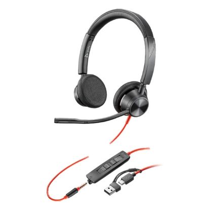 Imagem de Headset Call Center Poly Blackwire 3325 3.5mm/Type-C/USB Preto