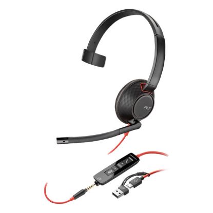 Imagem de Headset Call Center Poly Blackwire 5210 Monaural 3.5mm/Type-C/USB Preto