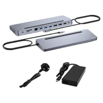 Imagem de Docking Station i-tec Type-C Multiport 11-em-1 C31FLAT2PDPRO100W Prateado + Carregador 100W