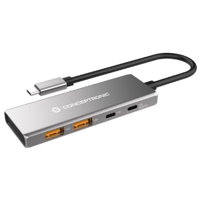 Imagem de Hub Type-C 2 Portas USB3.2 + 2 Portas Type-C 100W Conceptronic Cinza