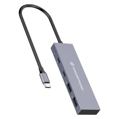 Imagem de Hub Type-C 2 Portas USB3.2 + 2 Portas Type-C Conceptronic Cinza
