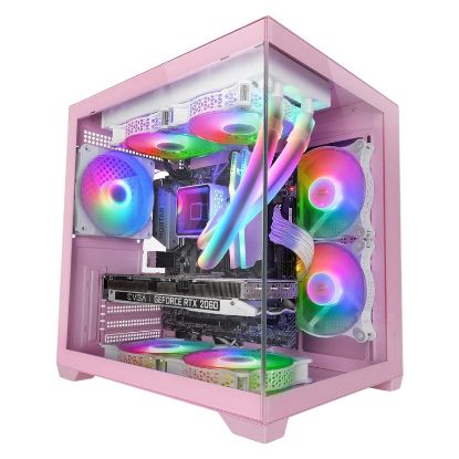 Imagem de Caixa Mars Gaming MC-VIEW2 FRGB Rosa (Micro-ATX) (Vidro Temperado)